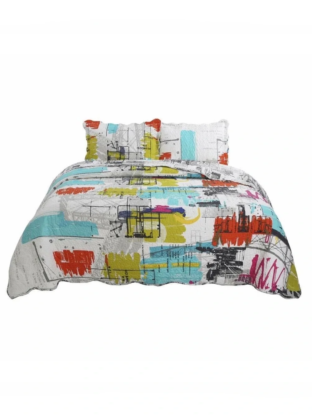 Vivinna Home Textile Printed City Patchwork Quilt Set King Multi-Color